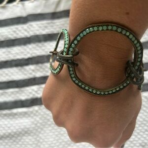 Artistic Metal and Turquoise Color Bracelet